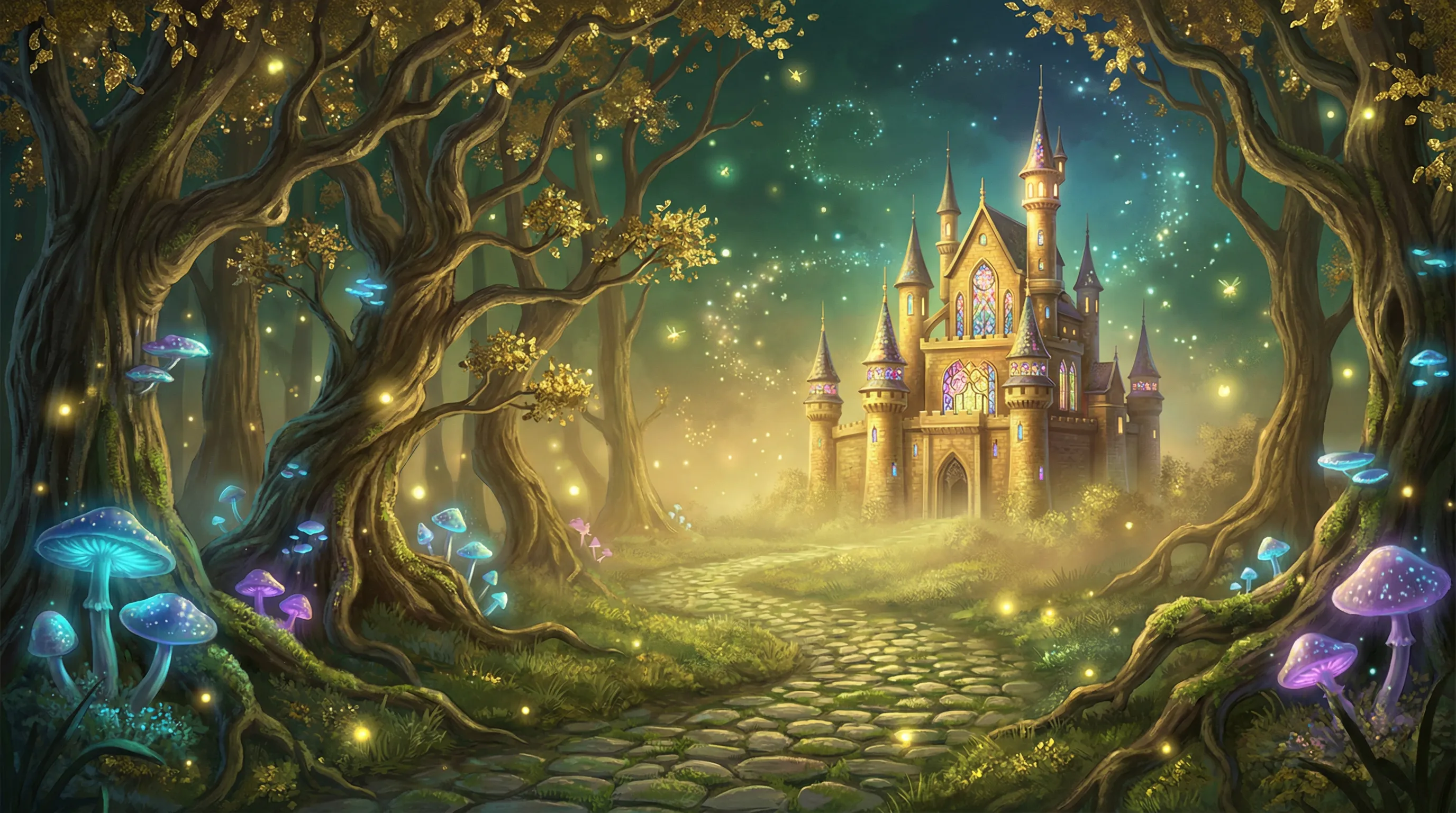 Floresta encantada do cassino Tradicionalbet com castelo dourado