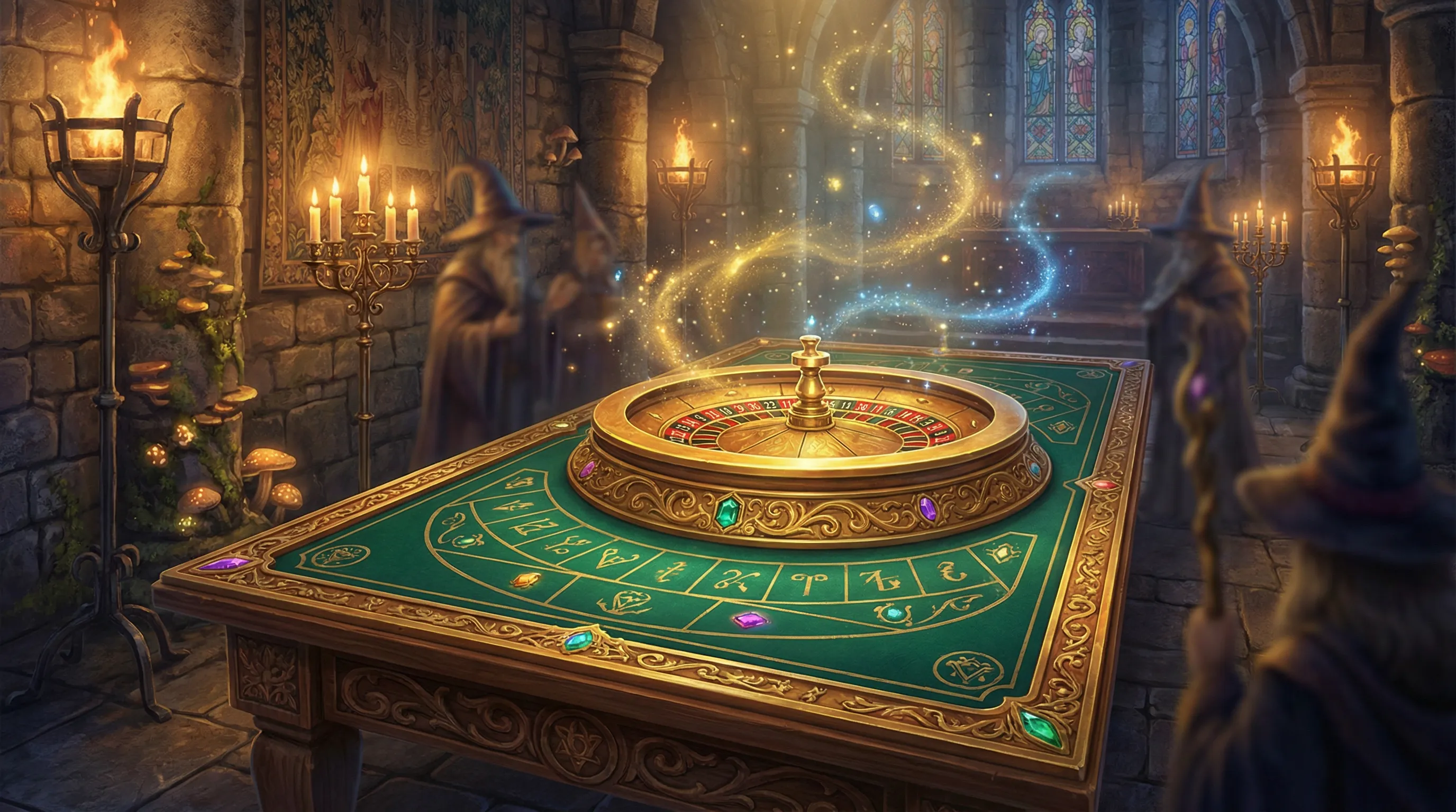 Roleta dourada mágica girando no cassino Tradicionalbet